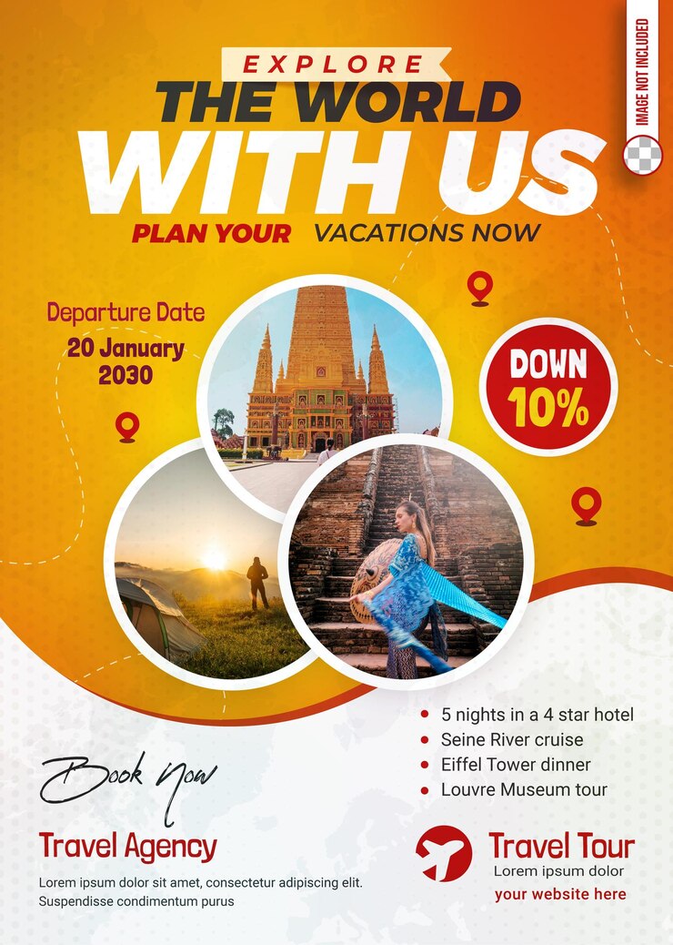 Vector vakantie reis flyer sjabloon