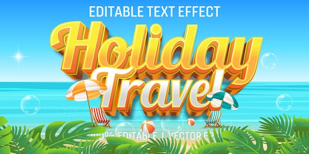 vakantie reis vector 3D tekst effect met moderne stijl ontwerp