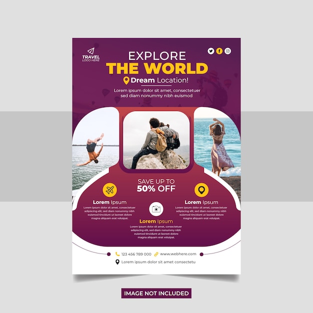 Vakantie vakantie reizen flyer verken de wereld poster sjabloon