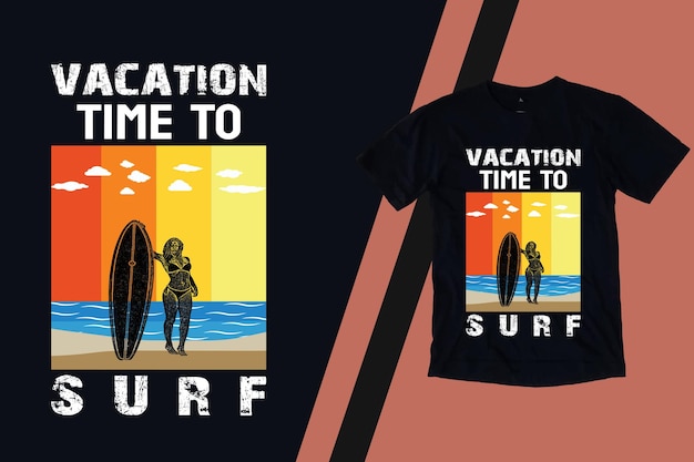 Vakantietijd om retro t-shirtontwerp te surfen