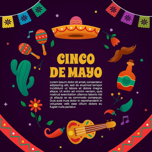 Vector vakantieviering van cinco de mayo