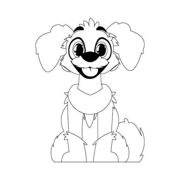 Vakkundig puppy in een energieke vorm verpletteren voor kinderkleurboeken Cartoon stijl vectorillustratie