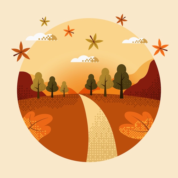 Vector val herfst scène landschap illustratie