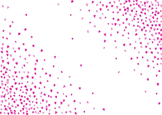 Valentijn achtergrond met roze glitter harten 14 februari dag Vector confetti voor valentijn achtergrond sjabloon Grunge hand getrokken textuur