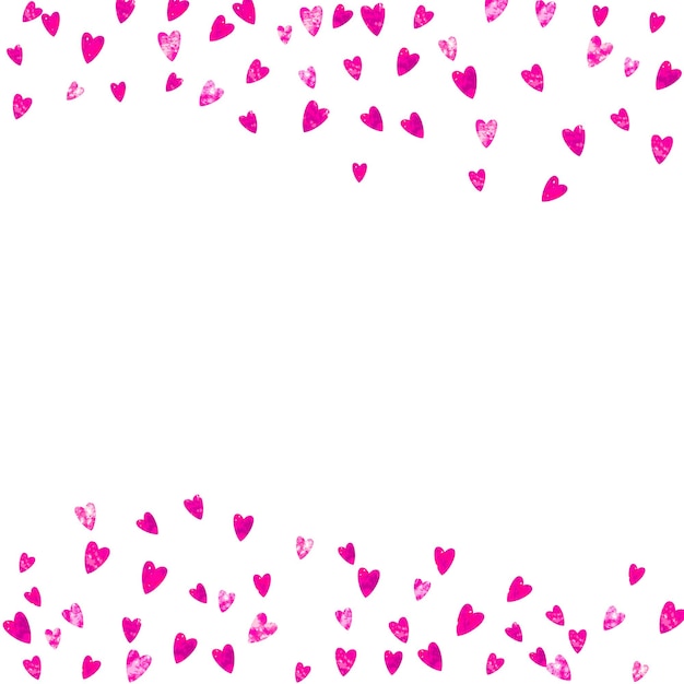 Valentijn achtergrond met roze glitter harten 14 februari dag Vector confetti voor valentijn achtergrond sjabloon Grunge hand getrokken textuur