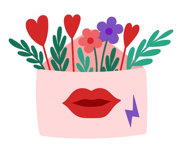 Valentijn bloemen brief vector clipart