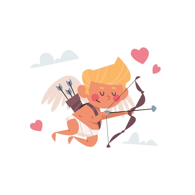 valentijn cupido amour baby engel schieten liefde pijlen met hart Valentijnsdag viering concept wenskaart banner uitnodiging poster illustratie