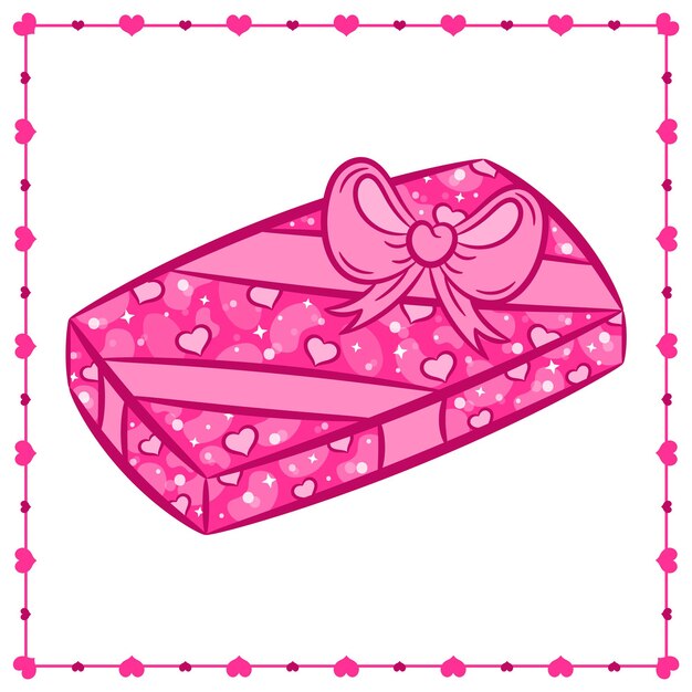 Vector valentijn roze cadeau tekening sticker