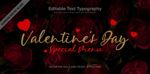 Valentijn speciaal menu typografie open bestand