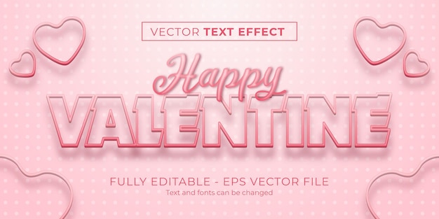 Vector valentijnsdag 3d-tekststijleffect bewerkbare illustrator-tekststijl
