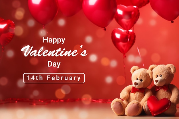 Valentijnsdag achtergrond met hart ballonnen