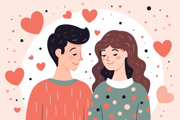 valentijnsdag achtergrond met paar kijken naar elkaar in de liefde vector illustratie