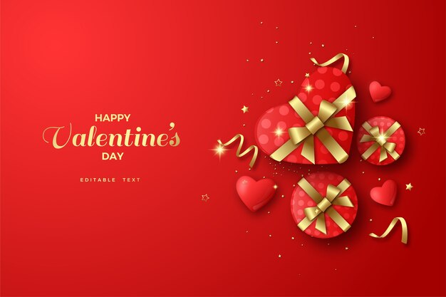Valentijnsdag achtergrond met rode liefde geschenkdoos.