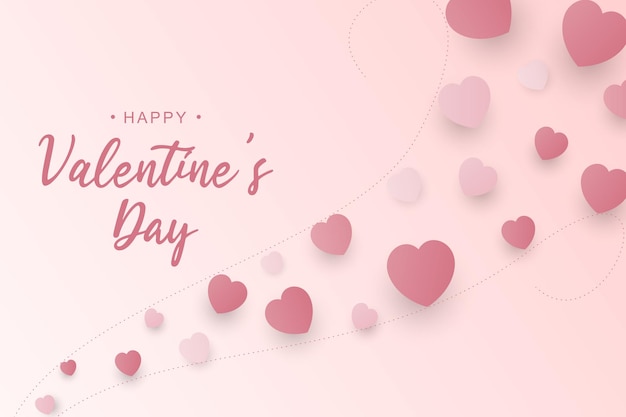 Valentijnsdag achtergrond met roze papieren hartjes Vector illustratie