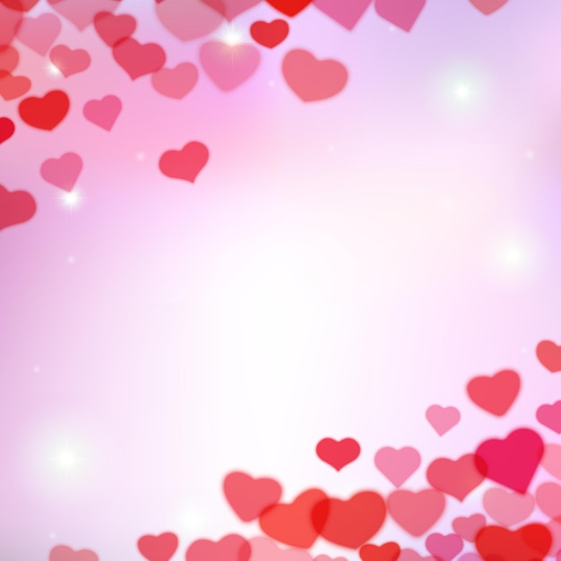 Valentijnsdag achtergrond met verspreide wazig tedere harten