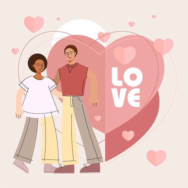 Valentijnsdag banner met moderne stijl karakters harten vlakke stijl ontwerpsjabloon eenvoudig te bewerken en aan te passen vector illustratie