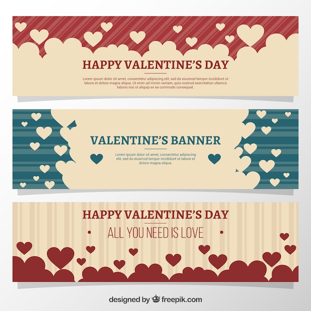 Valentijnsdag banners met hartjes