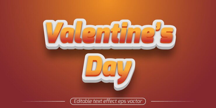 Vector valentijnsdag bewerkbare tekst-effect 3d-stijl eps vector