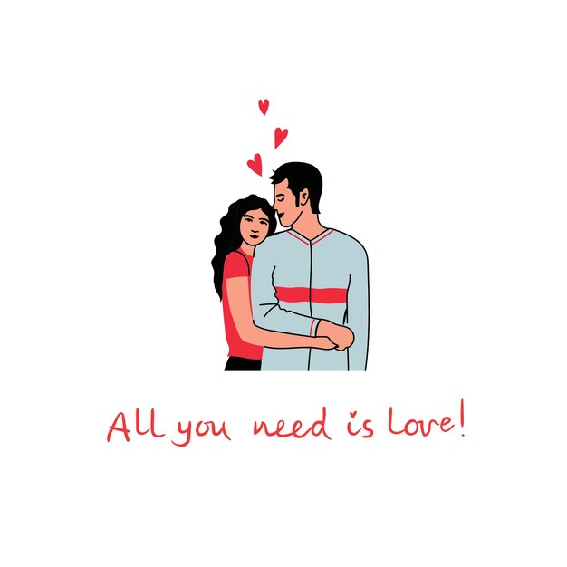 Valentijnsdag concept icon set van verliefde stelletjes op witte achtergrond kleurrijke minimalistische eenvoudig ontwerp vectorillustratie