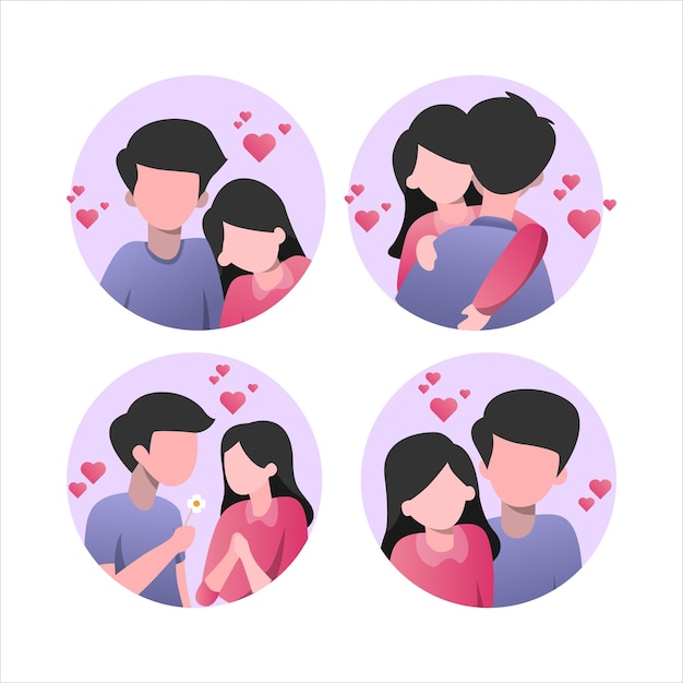 Valentijnsdag Couple Flat Design Liefde Illustratie