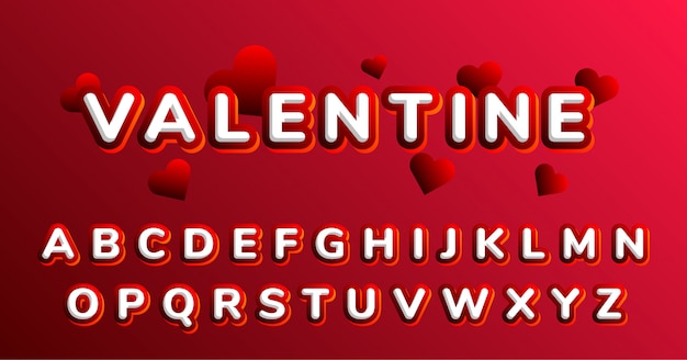 Valentijnsdag decoratie lettertype alfabet set