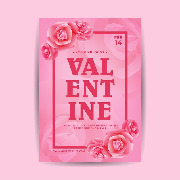 Valentijnsdag Event Flyer-sjabloon met bloem
