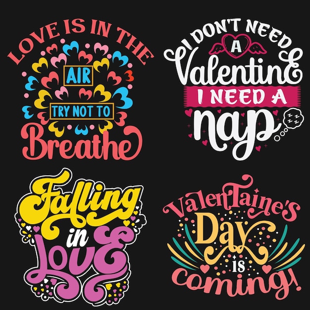 Valentijnsdag gerelateerde typografie handgetekende belettering afbeelding voor uniek t-shirtontwerp