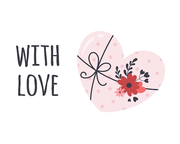 Valentijnsdag geschenkdoos in hartvorm met bloemen