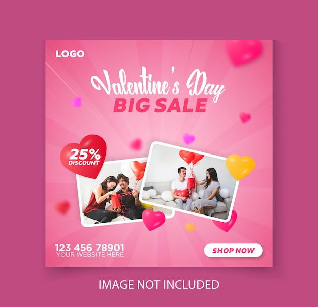 Valentijnsdag grote verkoop korting promotie post sjabloon