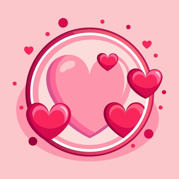 Valentijnsdag hart rand frame bloemige hand getekende platte stijlvolle cartoon sticker icoon concept