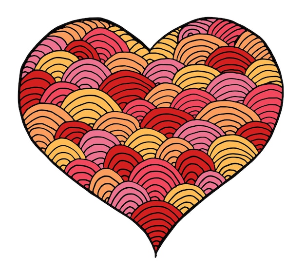 Vector valentijnsdag hart. zentangle kleur hartsymbool. vectorillustratie voor webdesign, trendy gedrukte producten, posters, uitnodigingen en wenskaarten.