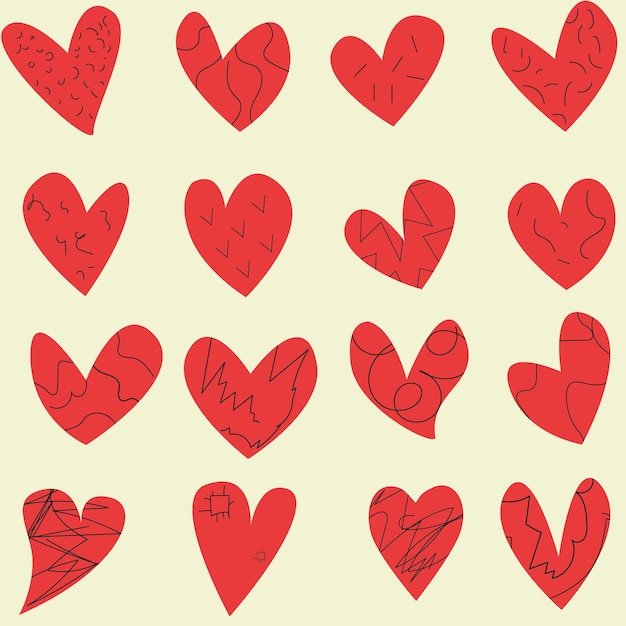Vector valentijnsdag harten stickers verzameling van geïllustreerde hart iconen