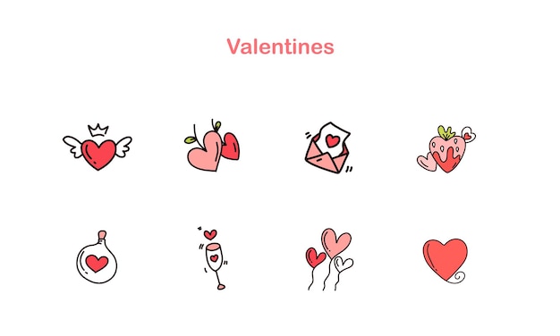 Valentijnsdag illustratie met doodle stijl illustratie voor Valentijnsdag voor sticker