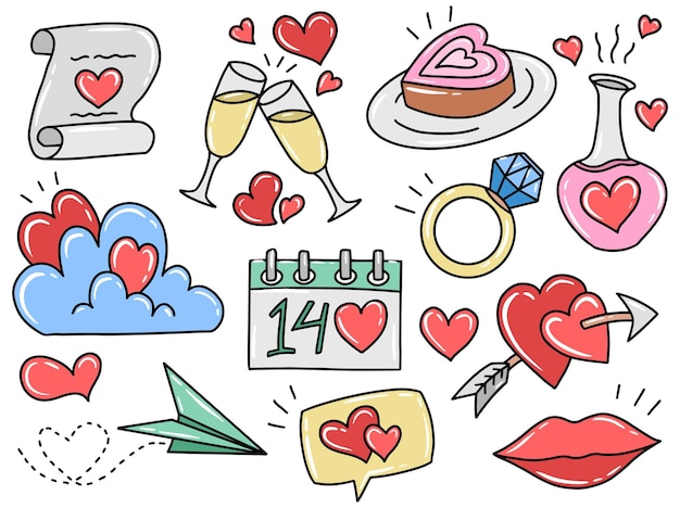 Valentijnsdag illustraties doodle