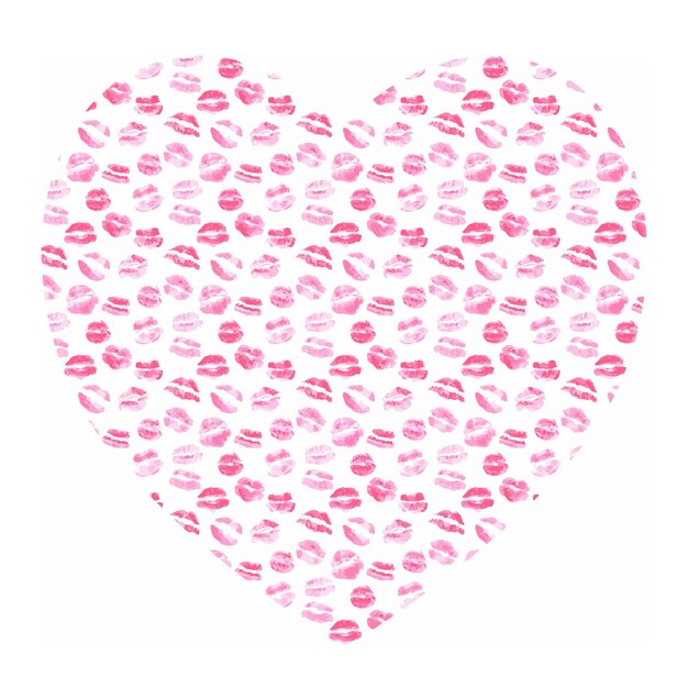 Valentijnsdag kaart kus hart lip prints Vector illustratie in de vorm van een hart Decoratieve kaart voor bruiloft.