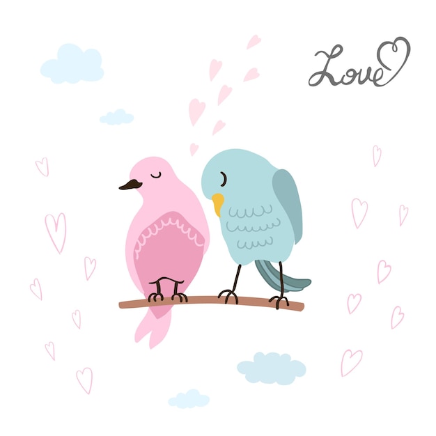 Valentijnsdag kaart Leuk paar verliefde vogels voor posters voor uitnodigingskaarten