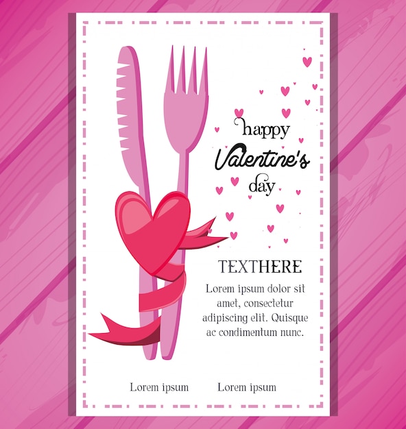Vector valentijnsdag kaart met diner uitnodiging