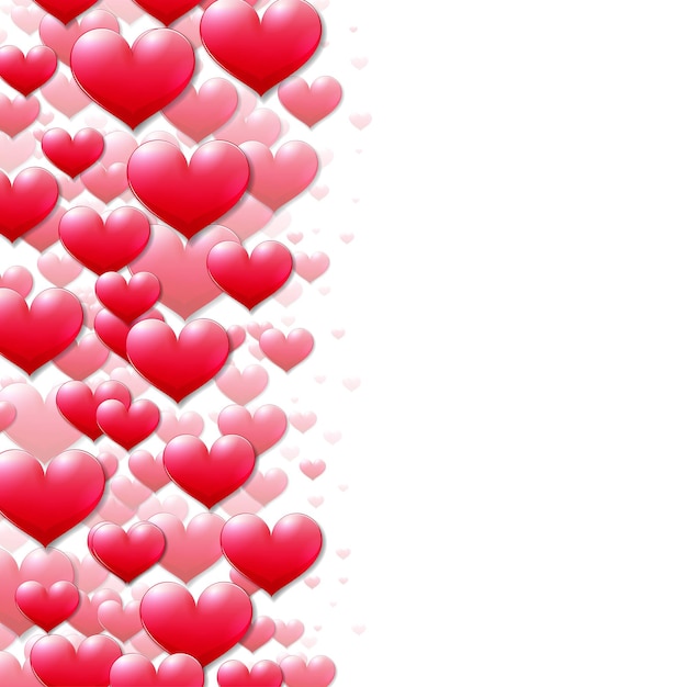 Valentijnsdag kaart met verspreide paarse harten