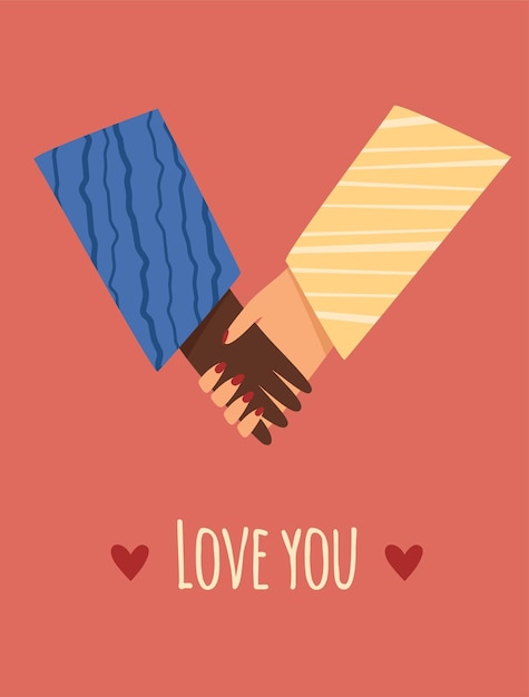 Valentijnsdag kaart paar verliefd houden handen vector illustratie Relaties tussen andere mensen