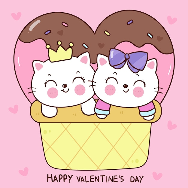 Valentijnsdag kat schattig cartoon kitten spelen Serie liefde festival kawaii