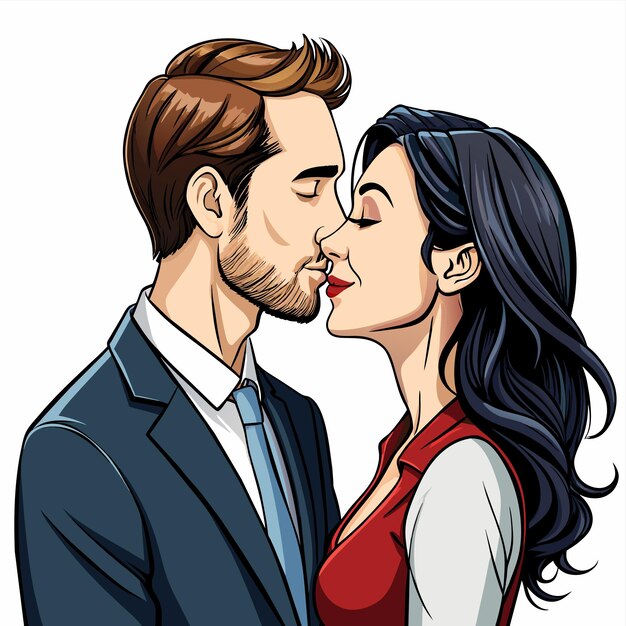 Valentijnsdag koppel romantiek schattige liefde cartoon personage sticker icoon concept geïsoleerd