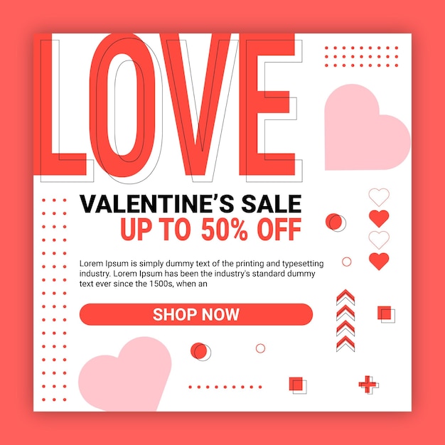 Valentijnsdag kortingsaanbieding creatieve banner ontwerpsjabloon