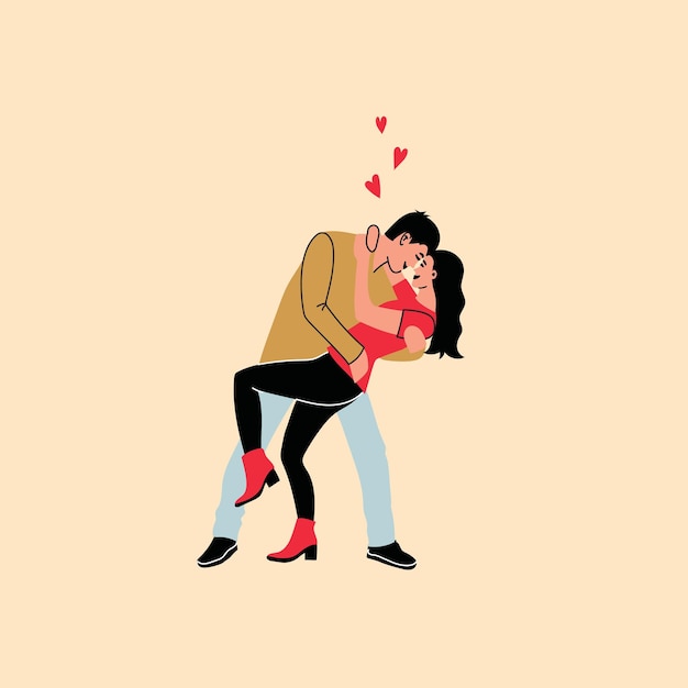 Valentijnsdag liefde tederheid en romantische gevoelens concept Jonge liefhebbende lachende paar jongen en meisje permanent knuffelen elkaar gevoel verliefd illustratie