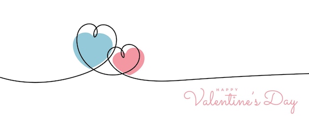 Valentijnsdag lijn hart. Vakantiebanner