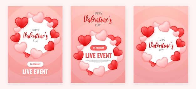 Valentijnsdag Live Evenement Feest Flyer Set Ontwerpsjabloon