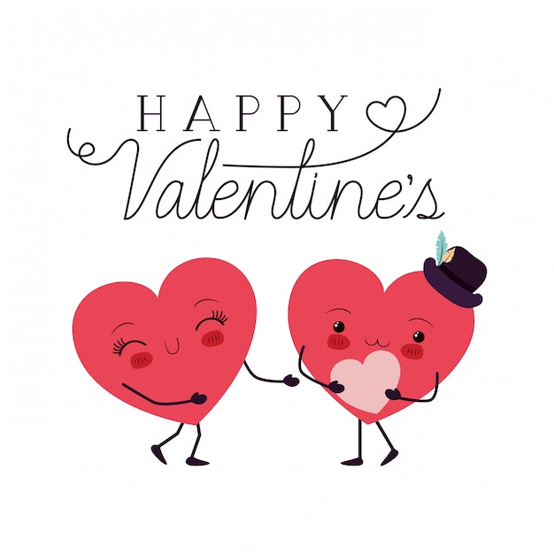 Valentijnsdag met hartliefde kawaiikarakter