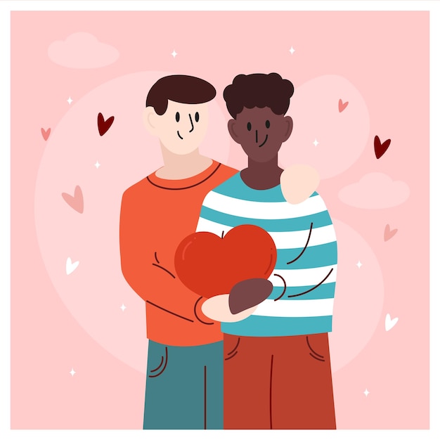 Valentijnsdag met homo-paar LGBTQ-liefde