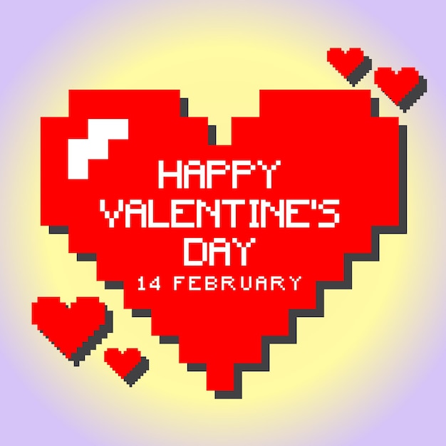 Valentijnsdag met pixelhartstijl