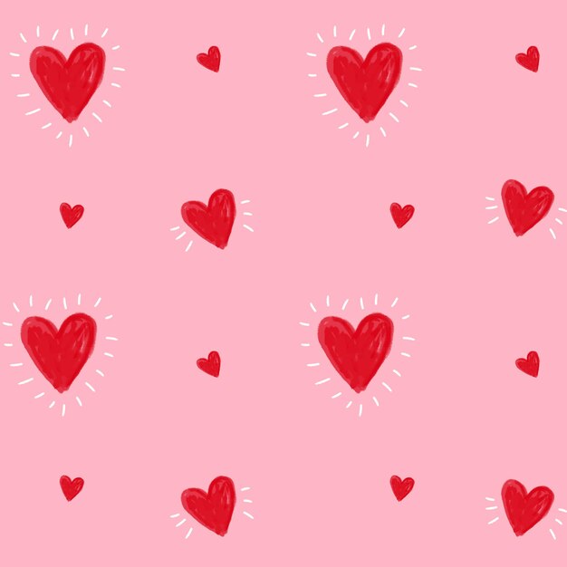 Vector valentijnsdag naadloos patroon behang achtergrond roze en rode harten romantische achtergrond