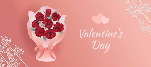 Valentijnsdag ontwerp Realistisch boeket rozen Romantische achtergrond